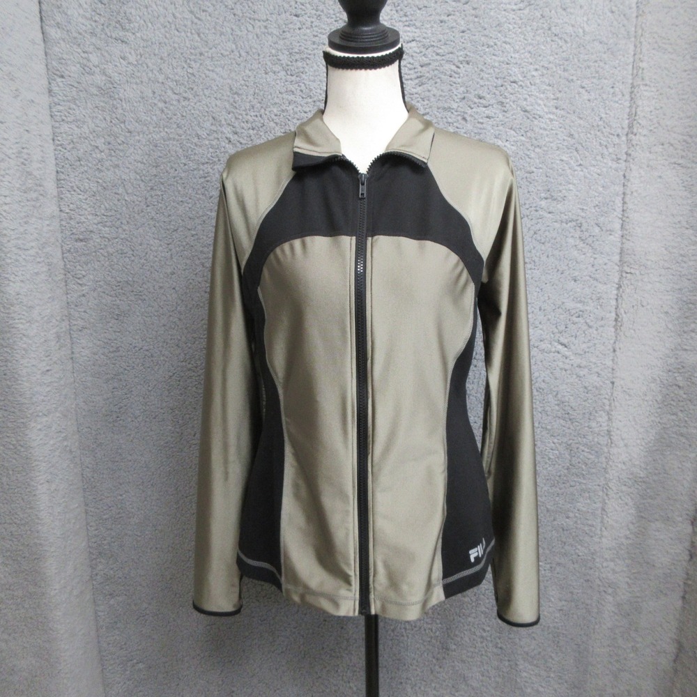 Fila Sport Quarter Zip Jacket Womens M Green Black Athleisure Running Gorpcore